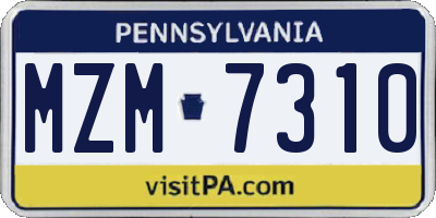 PA license plate MZM7310