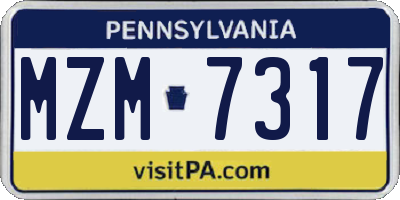 PA license plate MZM7317