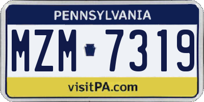 PA license plate MZM7319