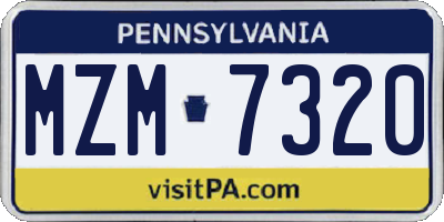 PA license plate MZM7320