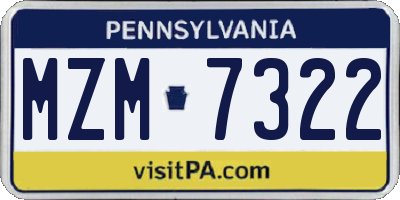 PA license plate MZM7322