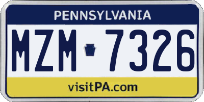PA license plate MZM7326