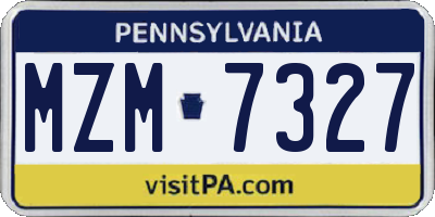PA license plate MZM7327
