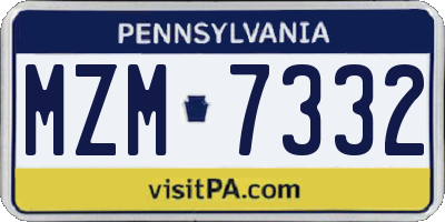 PA license plate MZM7332