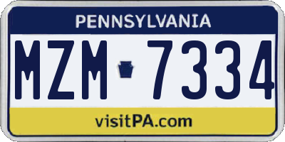 PA license plate MZM7334