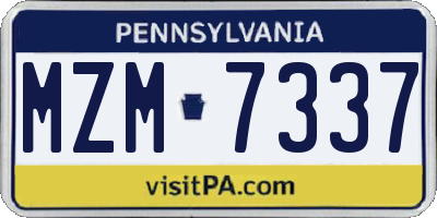 PA license plate MZM7337