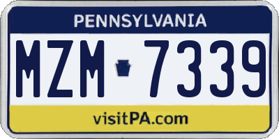 PA license plate MZM7339
