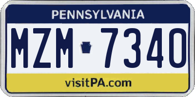 PA license plate MZM7340