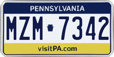 PA license plate MZM7342