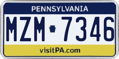 PA license plate MZM7346