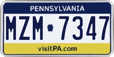 PA license plate MZM7347
