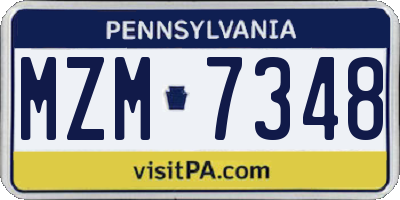 PA license plate MZM7348