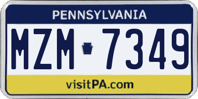 PA license plate MZM7349