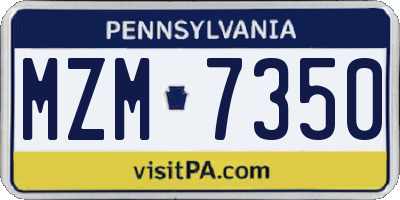 PA license plate MZM7350