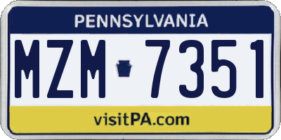 PA license plate MZM7351