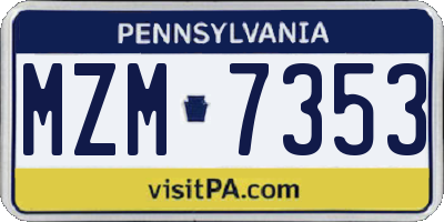 PA license plate MZM7353