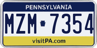 PA license plate MZM7354