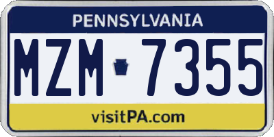 PA license plate MZM7355