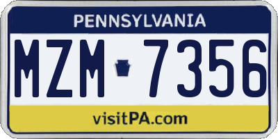 PA license plate MZM7356