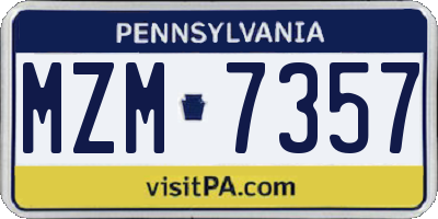 PA license plate MZM7357