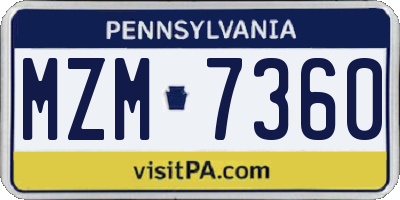 PA license plate MZM7360