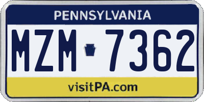 PA license plate MZM7362