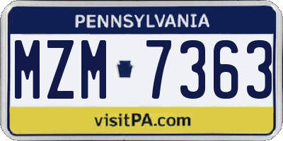 PA license plate MZM7363
