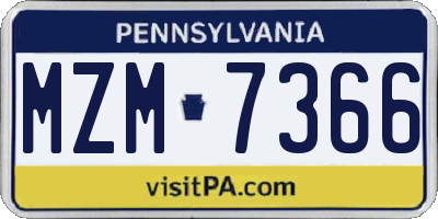 PA license plate MZM7366