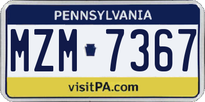 PA license plate MZM7367