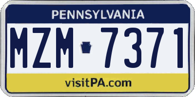 PA license plate MZM7371