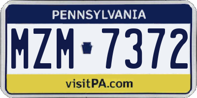 PA license plate MZM7372