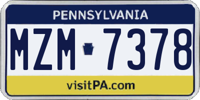 PA license plate MZM7378