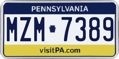 PA license plate MZM7389