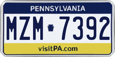PA license plate MZM7392