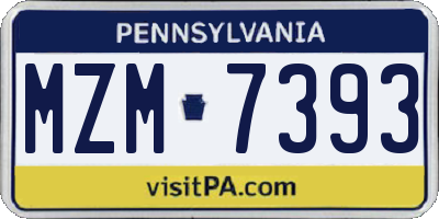 PA license plate MZM7393