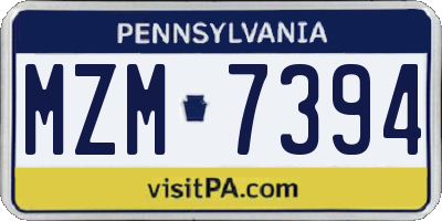 PA license plate MZM7394