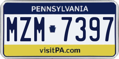 PA license plate MZM7397