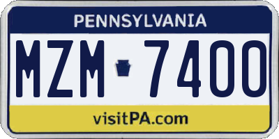 PA license plate MZM7400