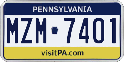 PA license plate MZM7401