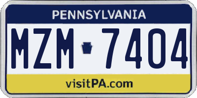 PA license plate MZM7404