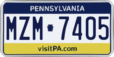 PA license plate MZM7405