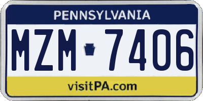 PA license plate MZM7406