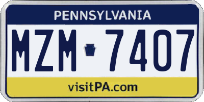 PA license plate MZM7407