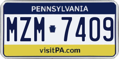 PA license plate MZM7409