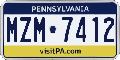 PA license plate MZM7412