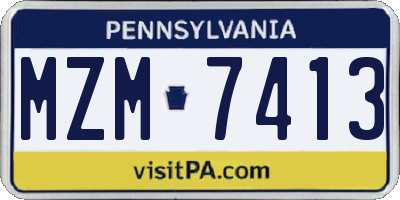PA license plate MZM7413