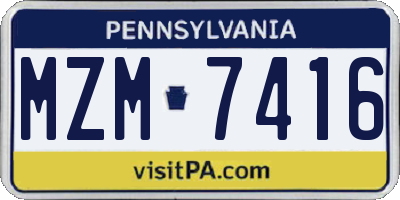 PA license plate MZM7416