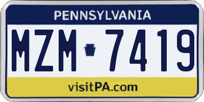 PA license plate MZM7419