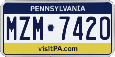 PA license plate MZM7420
