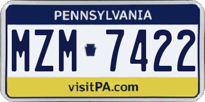 PA license plate MZM7422